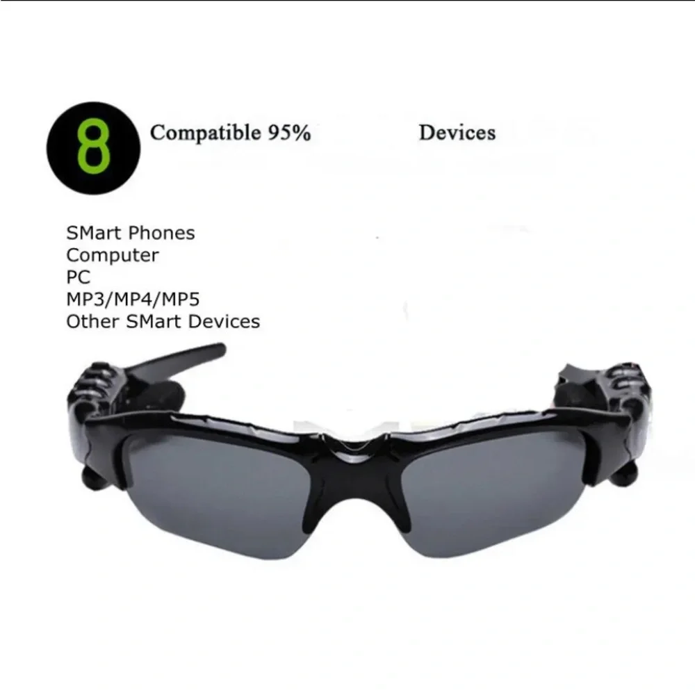 Wireless Headset Sunglasses with Mic & Noise Reduction